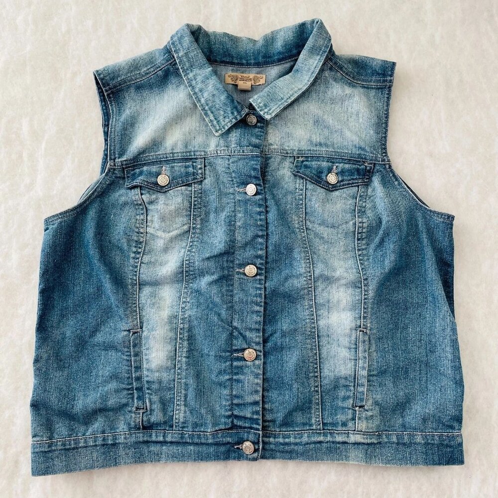 Nine West Sleeveless Blue Denim Vest